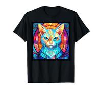 Vitral Singapura Gato Mamá Papá Ilustración Gatito Camiseta