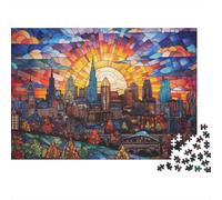 VitralesCiudadSunrise 1000 Piezas Cartón Extra Grueso Rompecabezas Premium Amantes De La Familia Entrenamiento Cerebral Decoración De Paredes Paquete De Valor 70x50cm/1000pcs