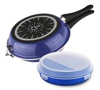 VITREX Marseille Duo - Sarten Duo Azul para Tortillas 24cm + Fiambrera 21cm, Acero Vitrificado, Antiadherente Bicapa, Todo Tipo de Cocinas, Inducción