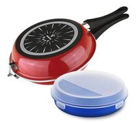 VITREX Marseille Duo - Sarten Duo Roja para Tortillas 24cm + Fiambrera 21cm, Acero Vitrificado, Antiadherente Bicapa, Todo Tipo de Cocinas, Inducción
