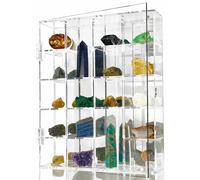 Vitrina acrílica Ajustable Transparente con estantes Organizador de Almacenamiento para Mini Figuras Pop, coleccionables, Cristal Mineral, Piedras, Montaje en Pared, con Espejo y Tapa