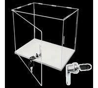 Vitrina AcríLica Caja de Gabinete de Encimera con Tapa con Llave de Bloqueo, Estuche de Exhibición de Contenedores de Base Blanca de Alta Transparencia, Contenedores de Almacenamiento