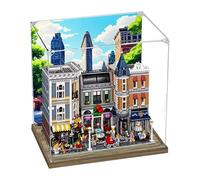 Vitrina acrílica, compatible con el kit Lego 10255 City Center, a prueba de polvo, resistente a los rayos UV, caja transparente (solo vitrina (base de madera de 3 mm)