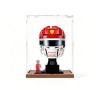 Vitrina acrílica, compatible con el set LE*GO 43014+43022 Cascos del equipo Fer*rari-Caja de presentación transparente y antipolvo para modelos de colección (Wood Tone(single)-3mm)
