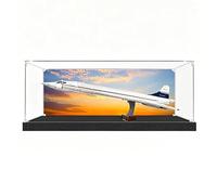Vitrina acrílica, compatible con LE*GO 10318 Concorde, transparente, a prueba de polvo, caja de almacenamiento coleccionable (modelo no incluido) (fondo-3 mm)
