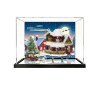 Vitrina acrílica compatible con Le-go 11387 Winter Village (espejo + fondo1 | Caja expositora acrílica transparente a prueba de polvo, compatible con el modelo Le-go 11387, solo caja