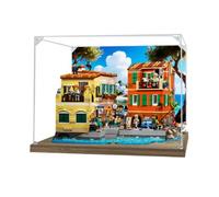 Vitrina acrílica compatible con Le-go 21359 modelo italiano Riviera Town, caja a prueba de polvo, caja transparente, caja expositora (solo vitrina) (base de madera + spray de 3 mm)