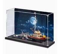 Vitrina acrílica, compatible con Lego 21350 Jaws Killer Whale, estuche transparente a prueba de polvo, caja de almacenamiento (solo vitrina) (fondo pintado)