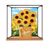 Vitrina acrílica, compatible con Lego 40524, juego de caja de juguetes de flores de girasol, juego de caja a prueba de polvo, caja de almacenamiento, compatible con Lego 40524 (solo vitrina, kit no