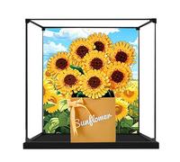 Vitrina acrílica, compatible con Lego 40524, juego de caja de juguetes de flores de girasol, juego de caja a prueba de polvo, caja de almacenamiento, compatible con Lego 40524 (solo vitrina, kit no