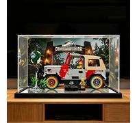Vitrina acrílica compatible con LEGO 77984 Jura*ssic Park Jeep Wrangler - Protector contra el polvo de acrílico transparente con base de madera, protección UV (modelo no incluido) (versión 2)