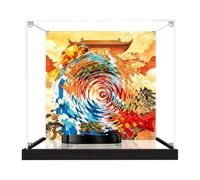 Vitrina acrílica compatible con LEGO 80120 Carp Leaping Over the Dragon Gate, caja de exhibición transparente a prueba de polvo con base de madera, escaparate de protección UV para coleccionistas