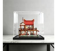 Vitrina acrílica compatible con LEGO 80121 Su Dongpo mirando la luna - Protector contra el polvo de acrílico transparente con base de madera, protección UV (modelo no incluido) (estilo 1)