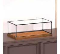 Vitrina acrílica con base de madera, caja de almacenamiento transparente para coleccionables y modelos, cubierta de protección contra el polvo