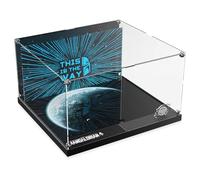 Vitrina acrílica iluminada para Lego Star Wars 75447 The Razor Crest, escaparate a prueba de polvo alimentado por USB con fondo impreso HD inspirado en tema, vista clara de 360° y soporte de logotipo