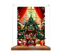 Vitrina acrílica para árbol de Navidad familiar Lego 41843, caja a prueba de polvo, caja de almacenamiento, caja transparente, caja de exhibición compatible con 41843 (solo caja) (base de madera de