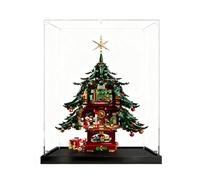 Vitrina acrílica para árbol de Navidad familiar Lego 41843, caja a prueba de polvo, caja de almacenamiento, caja transparente, caja de exhibición compatible con 41843 (solo caja) (base negra de 3 mm)