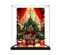 Vitrina acrílica para árbol de Navidad familiar Lego 41843, caja a prueba de polvo, caja de almacenamiento, caja transparente, caja de exhibición compatible con 41843 (solo caja) (fondo base negra)