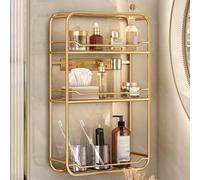 Vitrina acrílica para baño, montaje en pared, armario de almacenamiento dorado sobre el inodoro con recinto, armario de almacenamiento de despensa de cocina, marco de acero al carbono, almacenamiento