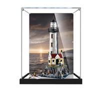Vitrina acrílica para faro motorizado Lego 21335, a prueba de polvo con protección UV, ajuste personalizado para el modelo Lego 21335, edición de coleccionista (modelo no incluido) (base de espejo +