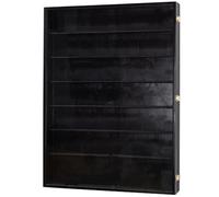 Vitrina acrílica para figuras coleccionables, estante montado en la pared con puertas de cristal para juguetes y libros, gabinete transparente para curiosidades (negro, 23.6 x 3.4 x 31.5 pulgadas)