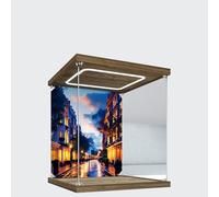 Vitrina acrílica para Le-go 10350 British Street Corner Building Set, vitrina transparente, vitrina a prueba de polvo compatible con Le-go 10350 (solo vitrina) (fondo con LED)