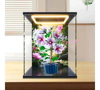 Vitrina acrílica para le-go 10372 Botanical Flower Set - Escaparate a prueba de polvo con luz LED y fondo impreso, marco de aleación, listo para regalo, caja de 30 x 20 x 40 cm (A)