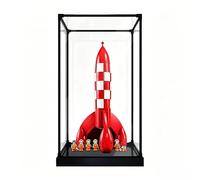 Vitrina Acrílica para Le*-go 21367 Las aventuras de Tintín: el cohete lunar, caja de presentación antipolvo, compatible con Lego 21367 (modelo no incluido) (negro)