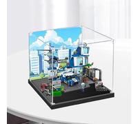 Vitrina acrílica para Le-go 60316 modelo policial moderno, caja expositora a prueba de polvo (solo caja expositora) (fondo de 3 mm)