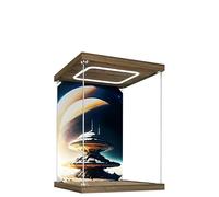 Vitrina acrílica para le-go modelo robot 75308 - Caja de almacenamiento transparente a prueba de polvo con base cepillada, 25 x 25 x 35 cm, vitrina transparente para coleccionables, regalos y figuras