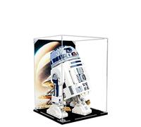 Vitrina acrílica para le-go modelo robot 75308 - Caja de almacenamiento transparente a prueba de polvo con base cepillada, 25 x 25 x 35 cm, vitrina transparente para coleccionables, regalos y figuras