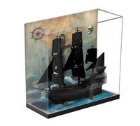 Vitrina acrílica para Lego 10365 Black Pearl Ship, caja a prueba de polvo, caja de almacenamiento, caja transparente, caja expositora compatible con 10365 (solo caja) (fondo D)