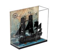 Vitrina acrílica para Lego 10365 modelo de barco pirata perla negra, caja de exhibición a prueba de polvo de 3 mm, vitrina compatible con Lego 10365 (modelo no incluido) (parte trasera + spray