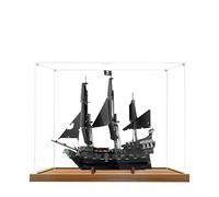 Vitrina acrílica para Lego 10365 modelo de barco pirata perla negra, caja expositora de 3 mm a prueba de polvo, vitrina compatible con Lego 10365 (modelo no incluido) (base de madera transparente de 3