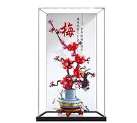 Vitrina acrílica para Lego 10369 Proud Plum Everlasting Flower Model, caja expositora de 3 mm a prueba de polvo, vitrina compatible con Lego 10369 (modelo no incluido) (fondo 3 mm + espejo B)