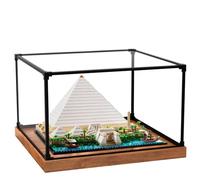 Vitrina acrílica para Lego 21058 Gran Pirámide de Giza, juego de construcción de Egipto, vitrina transparente, vitrina a prueba de polvo compatible con Lego 21058 (solo vitrina) (base de madera)
