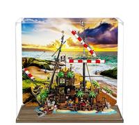 Vitrina acrílica para Lego 21322 juego de construcción de barco pirata, vitrina transparente, vitrina a prueba de polvo compatible con Lego 21322 (solo vitrina) (base de madera)