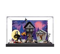 Vitrina acrílica para Lego 21351, modelo Pesadilla antes de Navidad, caja de exhibición a prueba de polvo de 3 mm, vitrina compatible con Lego 21351 (modelo no incluido) (impresión en panel trasero A)