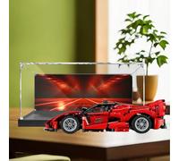 Vitrina acrílica para Lego 42212 Ferrari FX*XK, caja expositora a prueba de polvo, caja de almacenamiento, caja transparente, caja expositora, 40 x 18 x 15 cm (sin modelo) (fondo B)