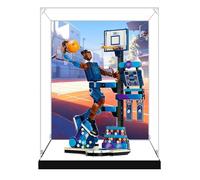 Vitrina acrílica para Lego 43010 Slam Dunk Athlete, caja a prueba de polvo, caja de almacenamiento, caja transparente, caja expositora compatible con 43010 (solo caja) (fondo + espejo B)