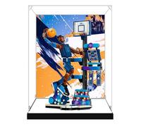 Vitrina acrílica para Lego 43010 Slam Dunk Athlete, caja a prueba de polvo, caja de almacenamiento, caja transparente, caja expositora compatible con 43010 (solo caja) (fondo + espejo A)