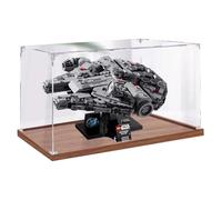 Vitrina acrílica para Lego 75375 modelo Halcón Milenario, caja transparente a prueba de polvo, compatible con kit de construcción Lego 75375 (modelo no incluido) 30 x 25 x 20 cm (base de madera de 3