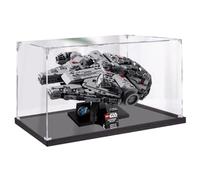 Vitrina acrílica para Lego 75375 modelo Millennium Falcon, caja transparente a prueba de polvo, compatible con kit de construcción Lego 75375 (modelo no incluido) 30 x 25 x 20 cm (base negra de 3 mm)