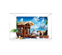 Vitrina acrílica para Lego 75636 Windmill Village Lodge, a prueba de polvo con protección UV, ajuste personalizado para modelo Lego 75636, edición de coleccionista (modelo no incluido) (base blanca +