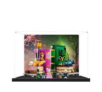 Vitrina acrílica para Lego 75691 modelo Glinda y Elphaba sujetalibros, caja expositora de 3 mm a prueba de polvo, vitrina compatible con Lego 75691 (modelo no incluido) (fondo negro base A)