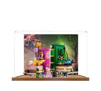 Vitrina acrílica para Lego 75691 modelo Glinda y Elphaba sujetalibros, caja expositora de 3 mm a prueba de polvo, vitrina compatible con Lego 75691 (modelo no incluido) (base de madera de fondo A)