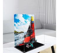 Vitrina acrílica, para modelo de vela y remo Lego 42174, vitrina transparente a prueba de polvo (solo caja de exhibición) (base negra)