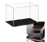 Vitrina Acrílica Transparente, 15X15X15cm Caja De Acrílico Transparente, Soporte Organizador A Prueba De Polvo con Base Negra para Figuras De Acción, Juguetes Coleccionables(H20cm,LxW 30x20cm)