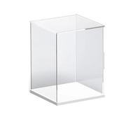 Vitrina acrílica transparente abierta, base blanca, funda antipolvo de colección (6 x 6 x 10 pulgadas/15 x 15 x 25 cm)
