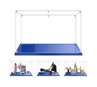 Vitrina Acrílica Transparente Antipolvo 40x20x30cm Base Azul | MADEHAY Grand Caja de Exhibición para Lego Modelo Serie 41713 42079 43195 76273 76388 .
